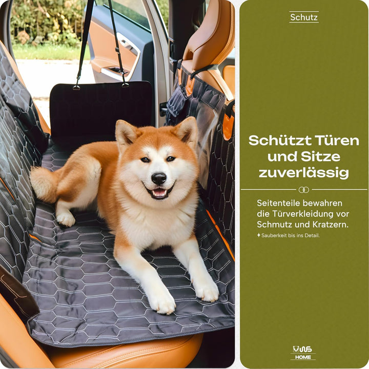 Hundedecke Auto 4-in-1 – Rückbank-, Hängematten-, Teil- & Vordersitz-Schutz, 132×145 cm – 600D Oxfor
