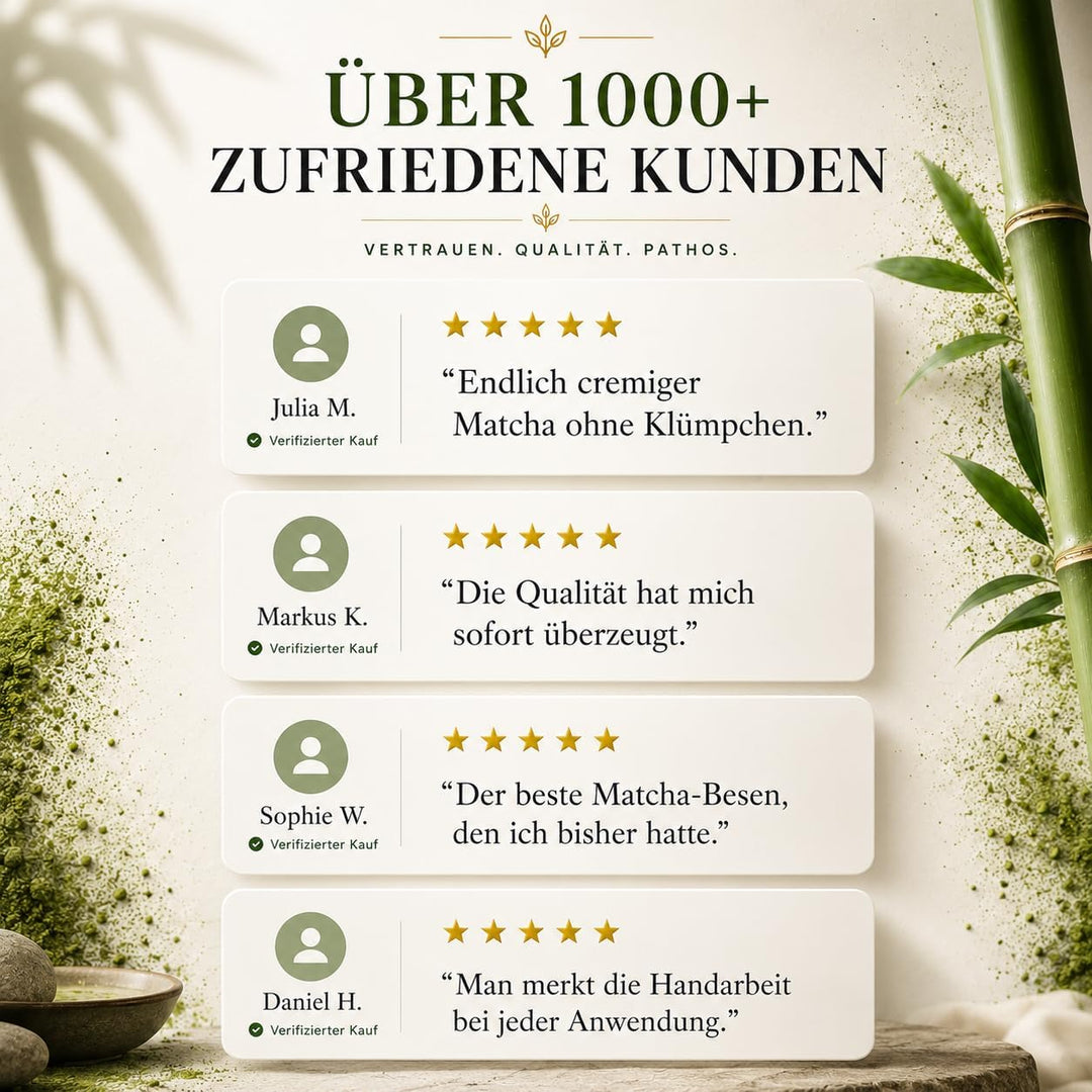 Matcha Besen Set Chasen – Handgefertigter Matcha Whisk aus natürlichem Bambus | 100 Borsten für perf