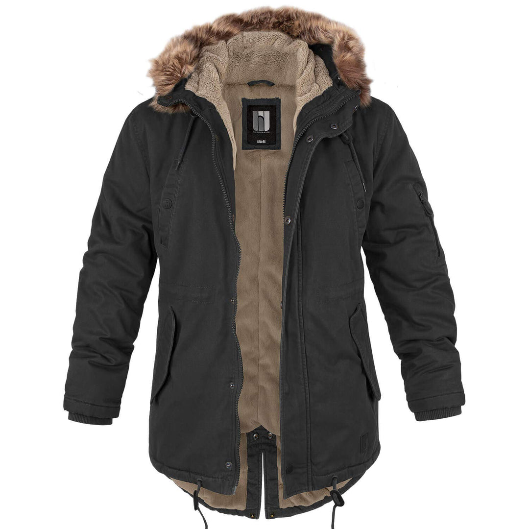 bw-online-shop Winterparka Fishtail mit Futter Herren Parka Jacke XS Schwarz, XS Schwarz