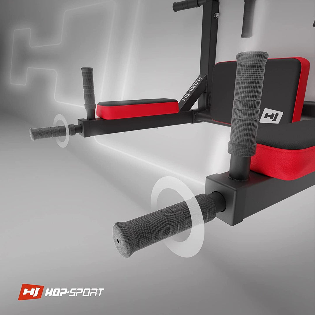 Hop-Sport 2in1 Kraftstation HS-1007K - Dip-Station mit Klimmzugstange zur Wandmontage - Pull Up Bar