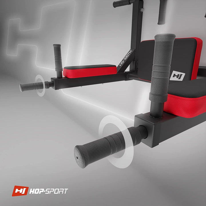 Hop-Sport 2in1 Kraftstation HS-1007K - Dip-Station mit Klimmzugstange zur Wandmontage - Pull Up Bar