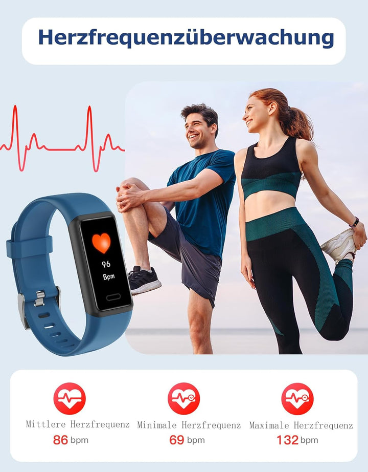 Cloudpoem Fitness Tracker,Fitnessuhr für Damen Herren mit Pulsuhr,Schrittzähler,Kalorienzähler,Schla