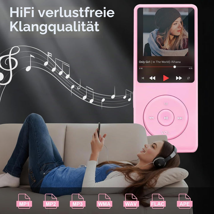 128 GB MP3-Player mit Bluetooth 5.0, COVVY Tragbarer digitaler Musikplayer mit integriertem HD-Lauts