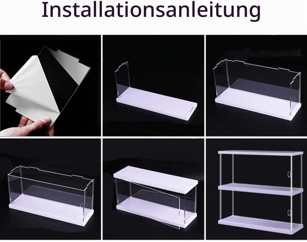 Joody Vitrine aus Acryl, Plexiglas-Boxen mit 2 Ebenen, Vitrine mit Tür für Pop-Figuren, Minifigur, S