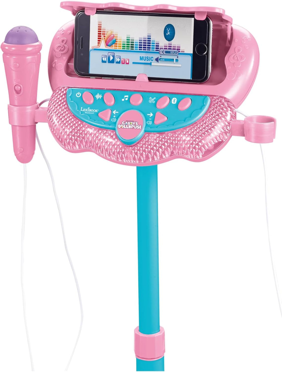 Lexibook, Gabby’s Dollhouse, Leuchtender Bluetooth-Lautsprecher auf Ständer für Kinder, Musikspiel,