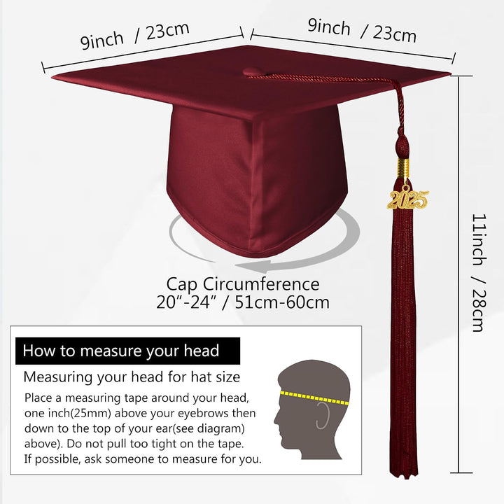 GraduationMall Abschluss Talar Doktorhut 2026 Abschlussoutfit für Abitur,Bachelor,Master,Akademische
