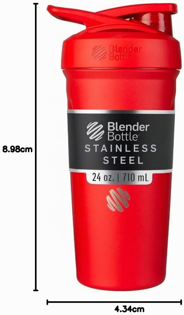 BlenderBottle Strada - Edelstahl Trinkflasche, Thermoflasche mit BlenderBall, Protein Shaker und Fit