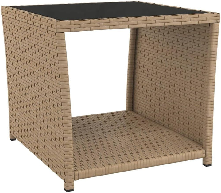 FIRBNUS 45x45x40 cm Garten Beistelltisch mit Glasplatte Couchtisch Balkontisch Terrassentisch Garten