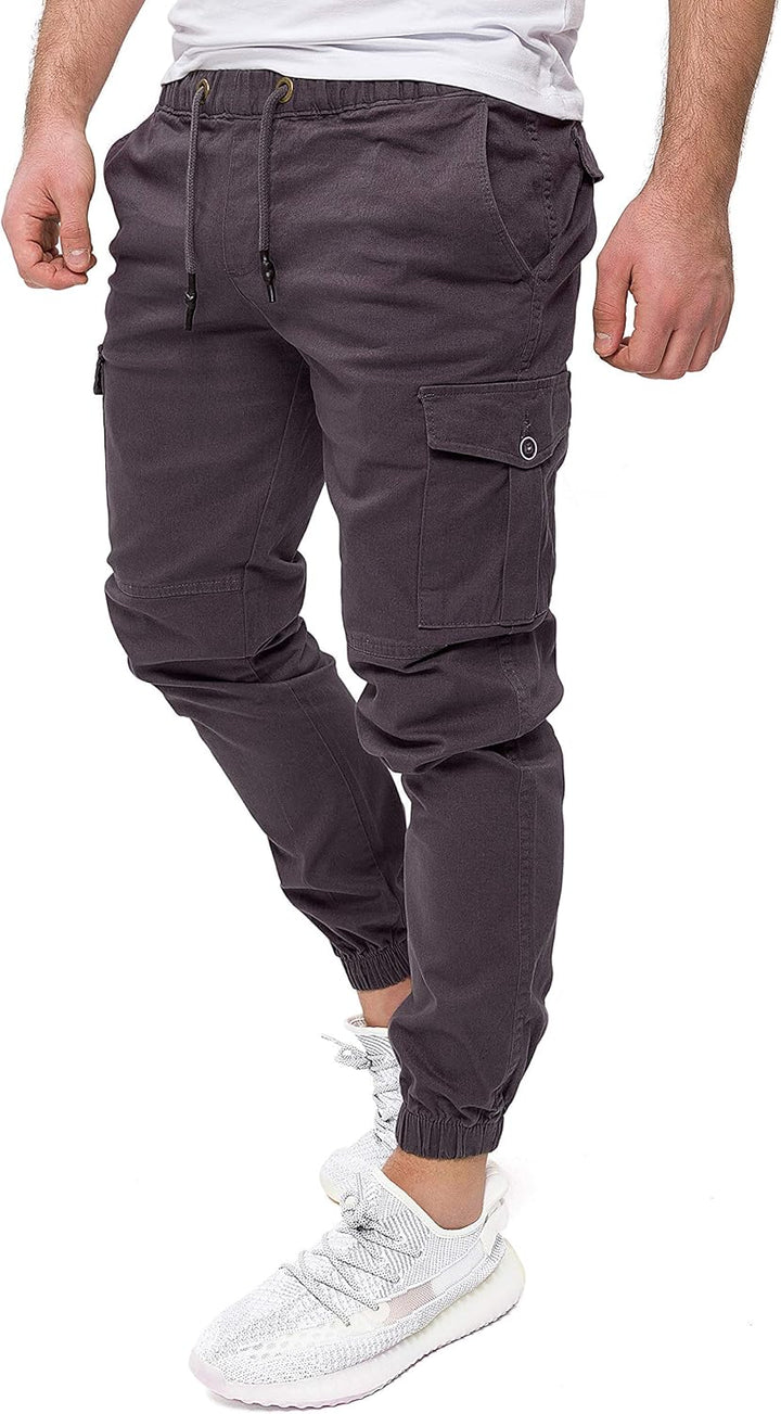 PITTMAN Darius - Herren Cargo Hose - Baumwoll Cargohosen - Cargo Jogger 28W / 32L Grau (Nine Iron 19