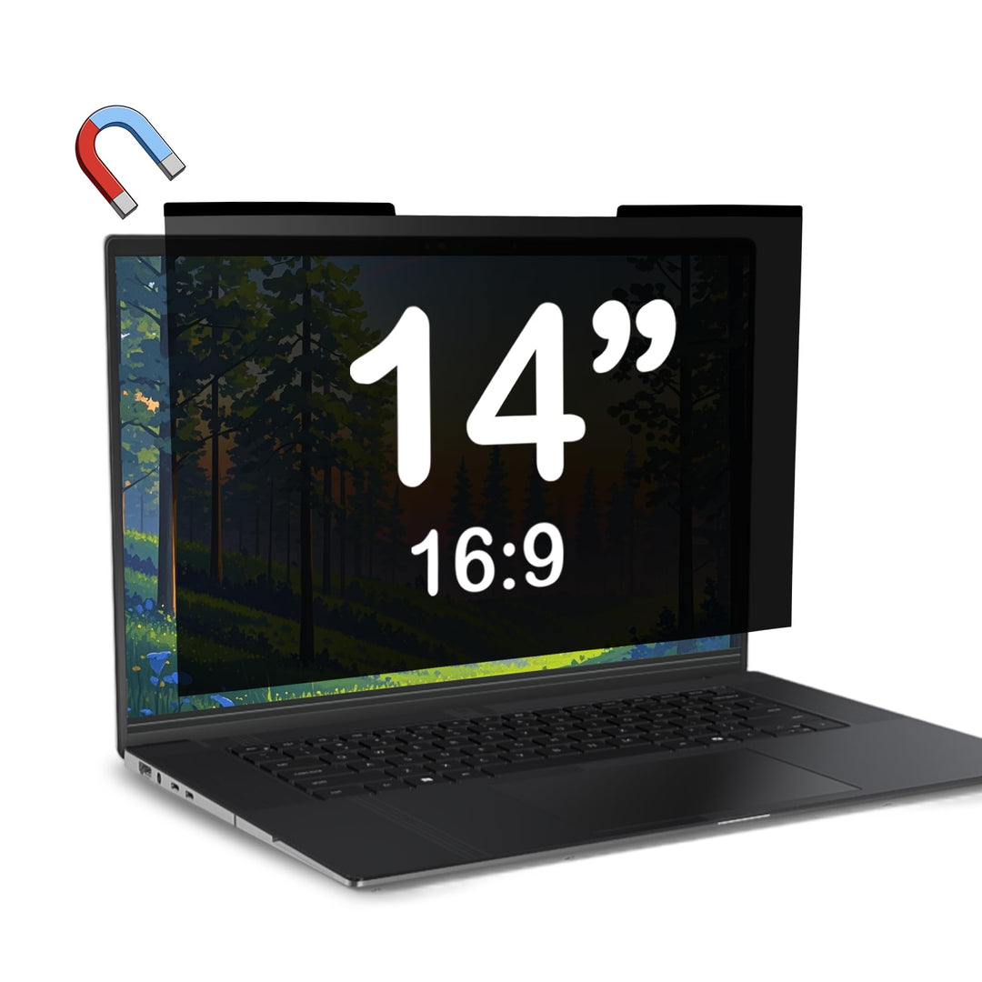 Magnetischer Laptop-Sichtschutz 14 Zoll für 16:9-Bildschirme, Abnehmbarer Anti-Glare-Privacy-Filter,