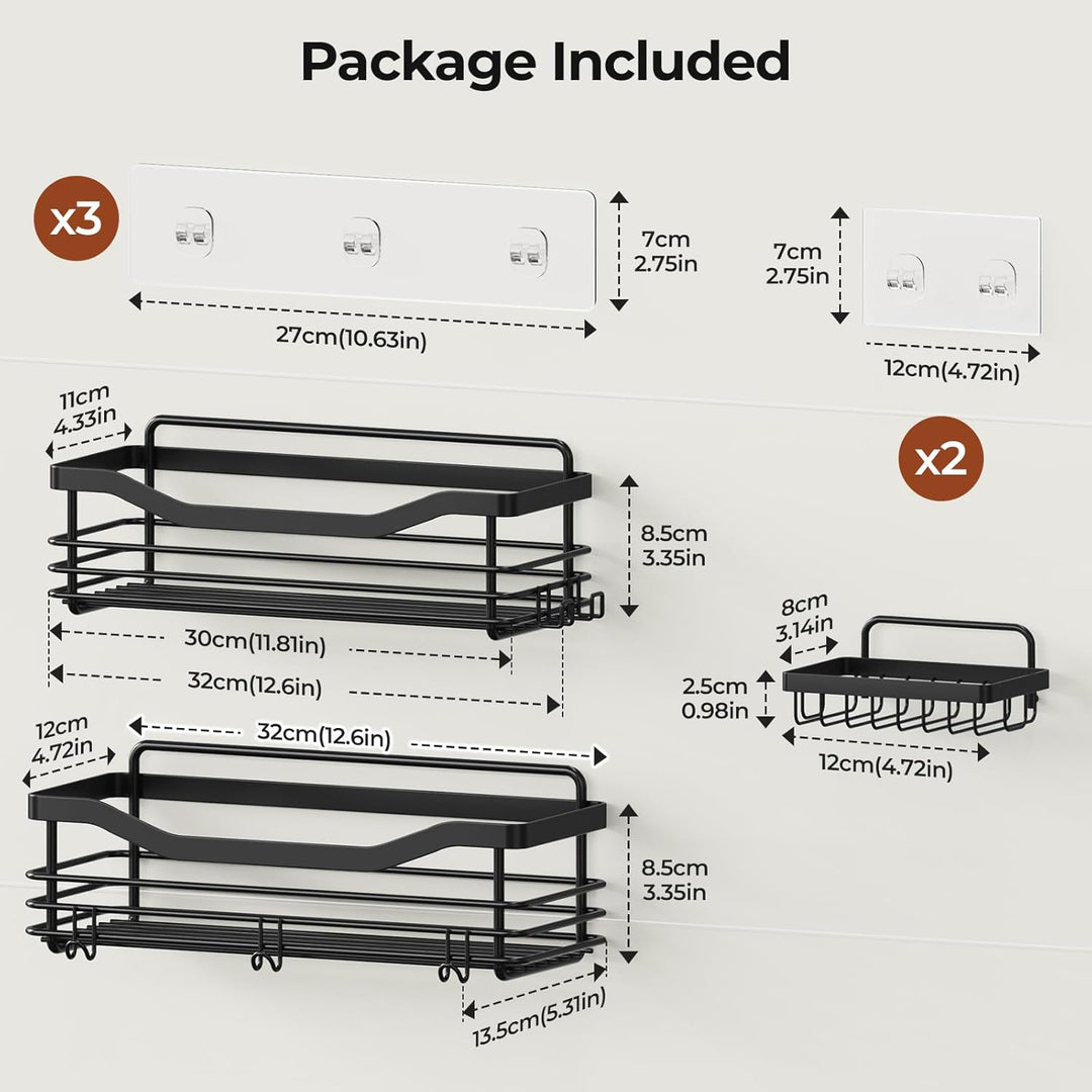Orimade Duschkörbe Ablagen Wandablage Badezimmer Seifenkorb mit 5 Haken Badezimmer Duschkorbe Badreg