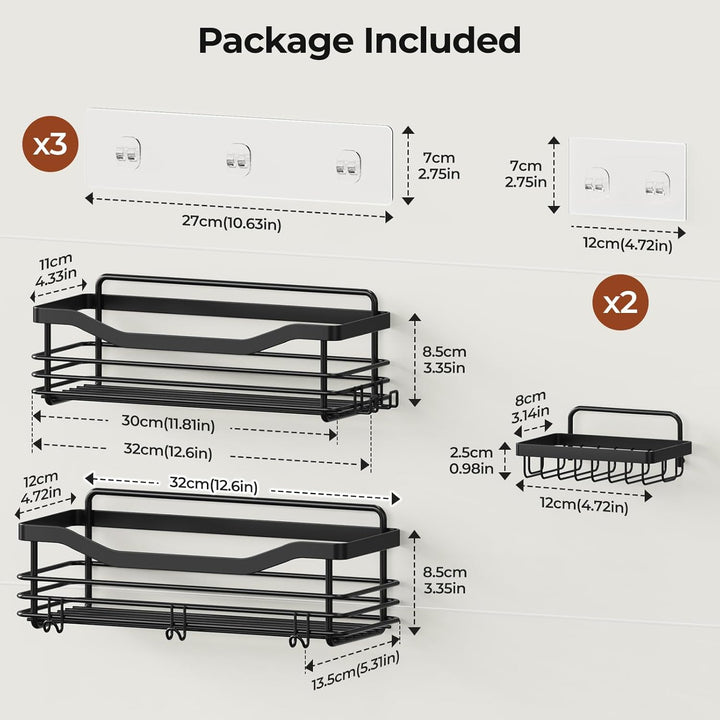 Orimade Duschkörbe Ablagen Wandablage Badezimmer Seifenkorb mit 5 Haken Badezimmer Duschkorbe Badreg