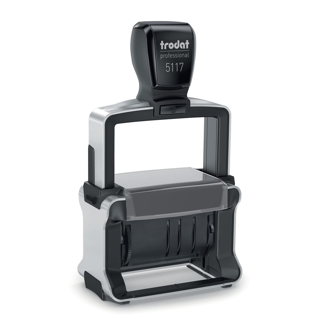 Trodat Professional 5117 Wortbandstempel mit Lagertexten und Datum, Abdruck ca. 48 x 4 mm, Schwarz,