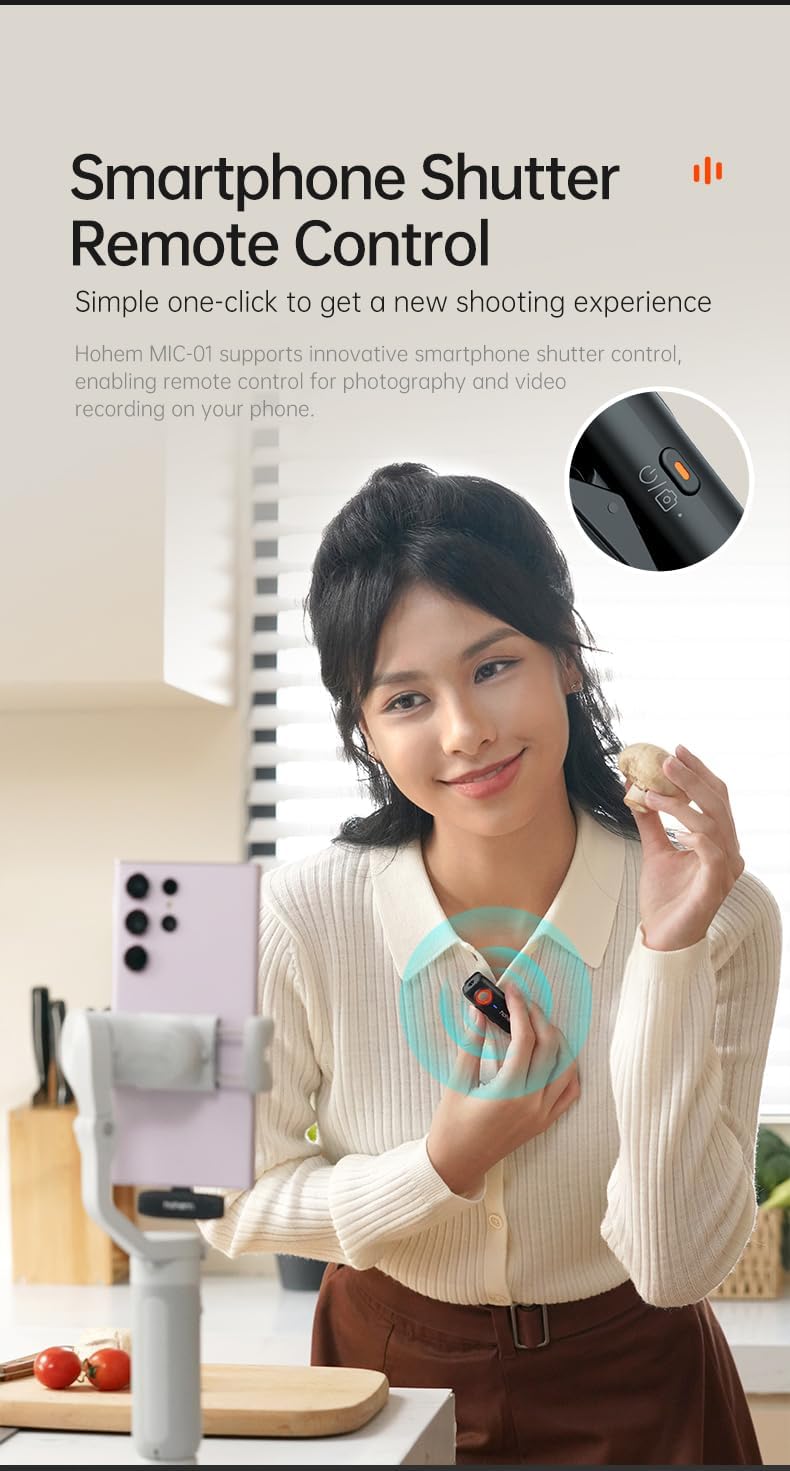 hohem MIC-01 Wireless Lavalier Mikrofon für iPhone iPad, mit Geräuschunterdrückung, MFi-Zertifiziert