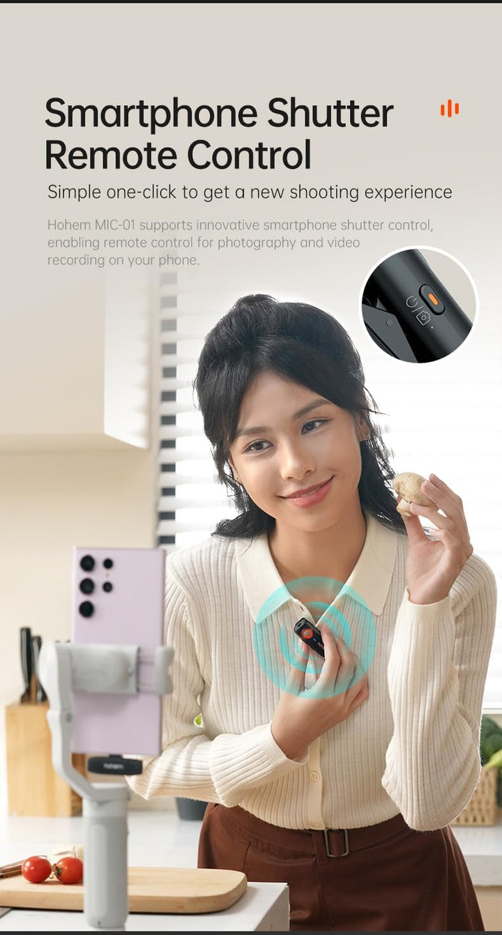 hohem MIC-01 Wireless Lavalier Mikrofon für iPhone iOS, mit Geräuschunterdrückung, MFi-Zertifiziert,