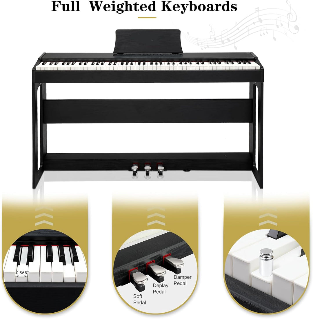 LEADZM 88 Tasten Digital Piano, Voll Gewichtete Tastatur, E-Piano mit MIDI-USB, Audio Bluetooth und