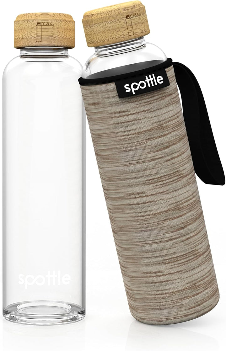 spottle Trinkflasche aus Glas 1l - Glasflasche 500ml - 750ml - 1 liter mit Neoprenhülle/Schutzhülle