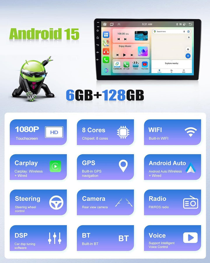 CAMECHO 6G+128G 8 Core Android 15 Autoradio für FIAT Ducato 3/Peugeot Boxer 2/Citroen Jumper 2 mit N