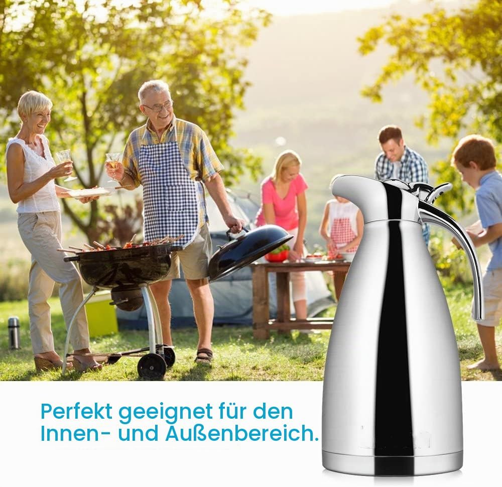 Luvan 2.0 L Kaffeekanne,304 Edelstahl Edelstahl Thermokaraffe,Doppelwand Vakuum Isolierte,Kaffee The