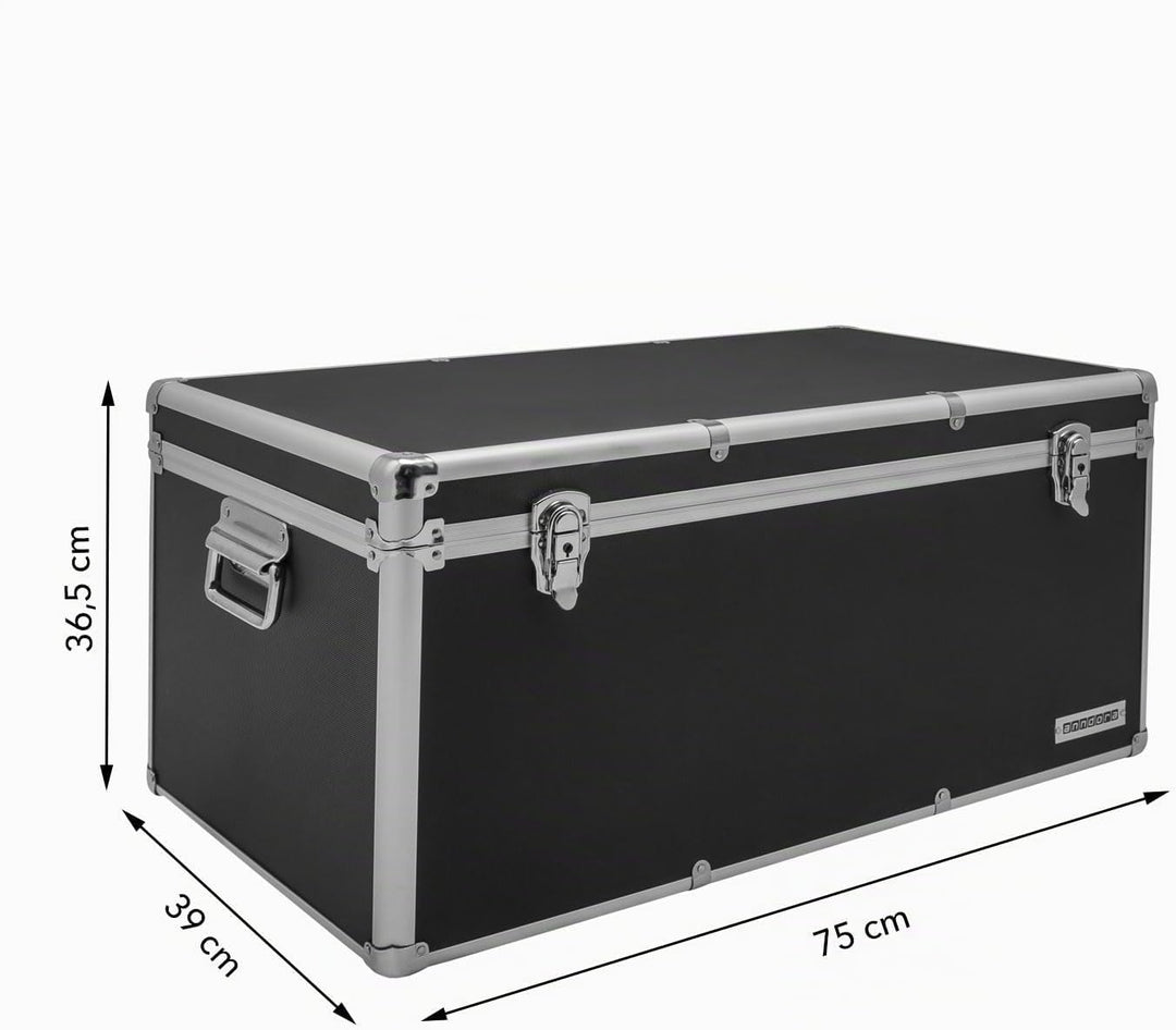 Aluminium-Rahmenkoffer Transport-Box, Koffer in Schwarz mit 82 Liter Volumen 082 Liter Schwarz, 082