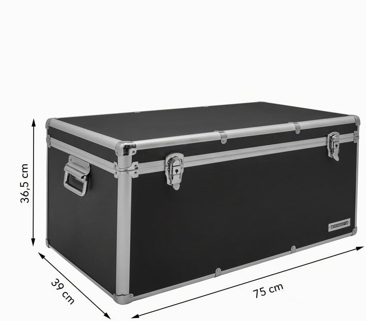 Aluminium-Rahmenkoffer Transport-Box, Koffer in Schwarz mit 82 Liter Volumen 082 Liter Schwarz, 082