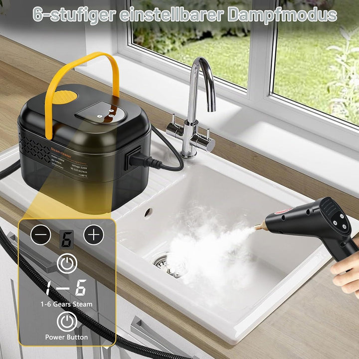 Dampfreiniger, 1500W Dampfreiniger Handgerät, Tragbarer Hochdruck Dampfreiniger mit 1200ml Wassertan