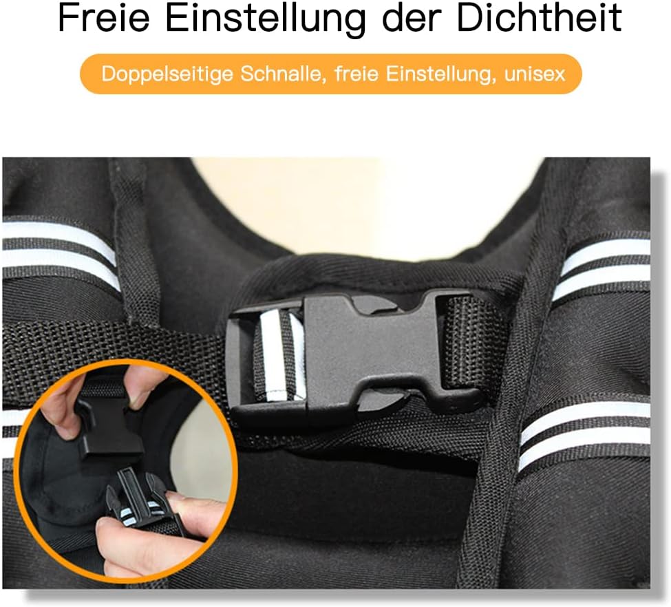 Gewichtsweste, 10 kg, verstellbar, 10 kg, Trainingsweste, Laufweste, körpernahe Gewichtsweste mit ab
