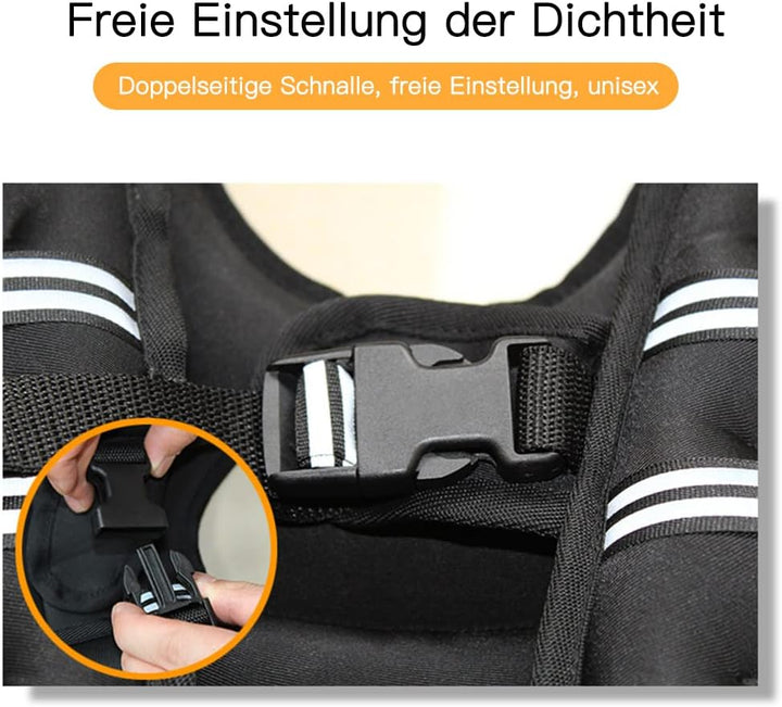Gewichtsweste, 10 kg, verstellbar, 10 kg, Trainingsweste, Laufweste, körpernahe Gewichtsweste mit ab