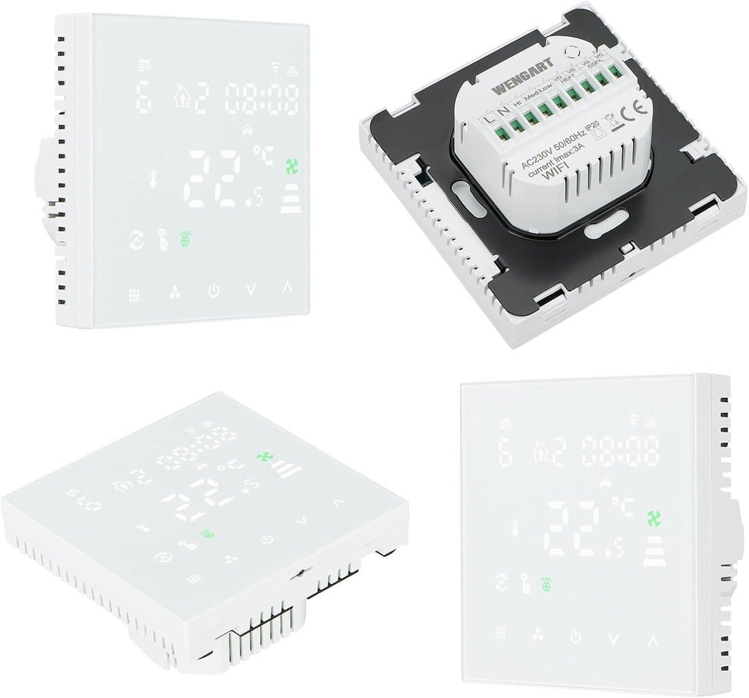 Wengart Lüfterspule Thermostat WG607AC, 4 Rohre, programmierbar, LCD-Display, 3 Lüftergeschwindigkei