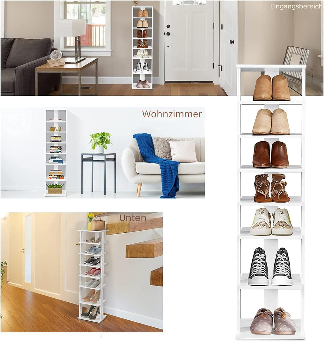 GIANTEX Schuhregal mit 8 Ebenen Schschrank Holz Schuhständer vertikal platzsparend Schuh-Organizer L