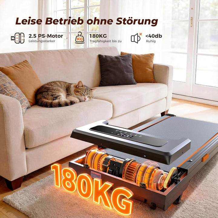 Walking Pad Steigung mit 12% Automatische, Dämpfung Laufbänder Schreibtisch mit Smart App, 2.5PS Mot