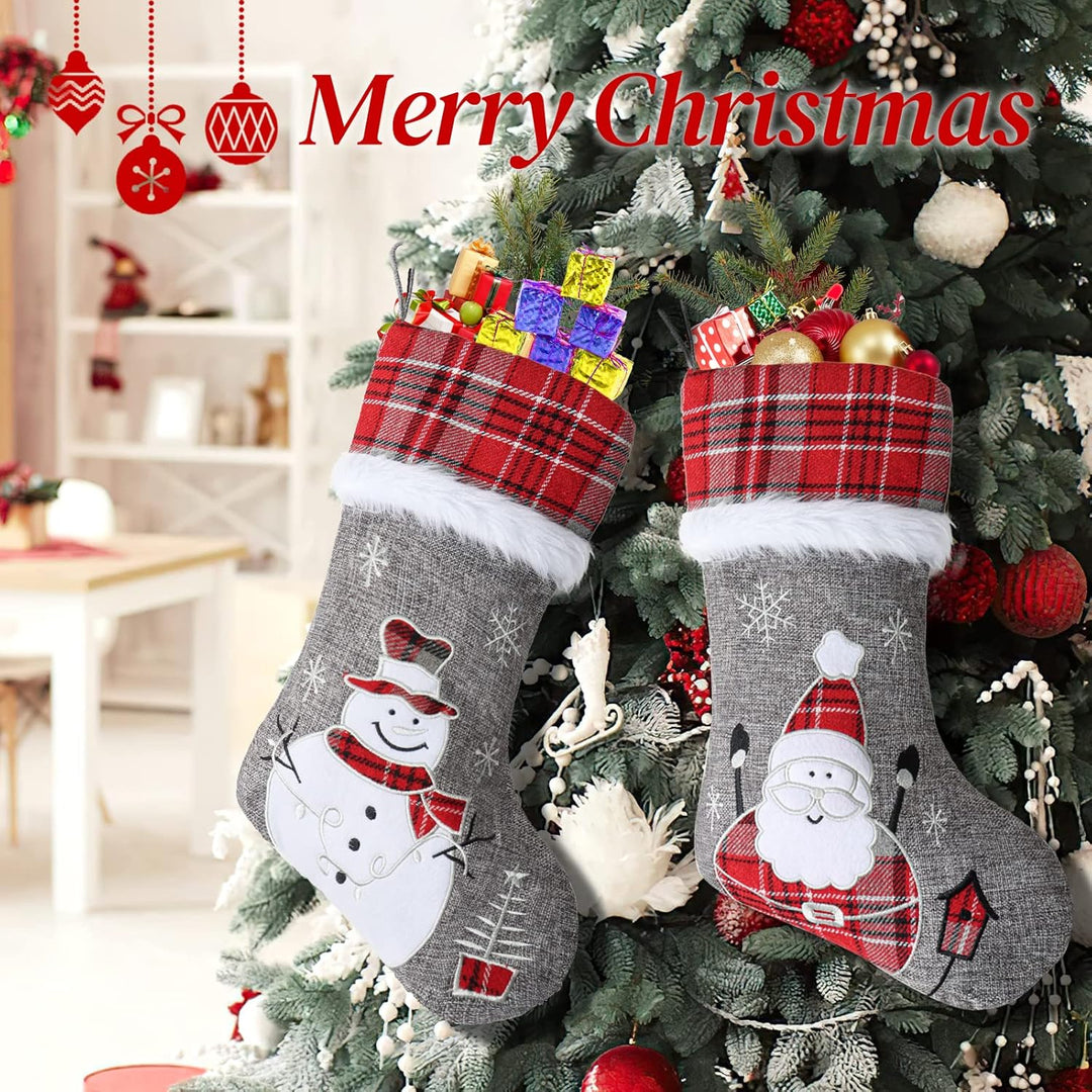 LOMOHOO Weihnachtsstrumpf 3er Set 46cm Grossen Nikolausstiefel Nikolausstrumpf für Weihnachtsdeko,We