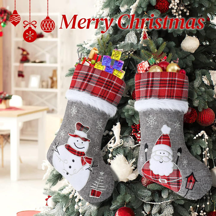 LOMOHOO Weihnachtsstrumpf 3er Set 46cm Grossen Nikolausstiefel Nikolausstrumpf für Weihnachtsdeko,We