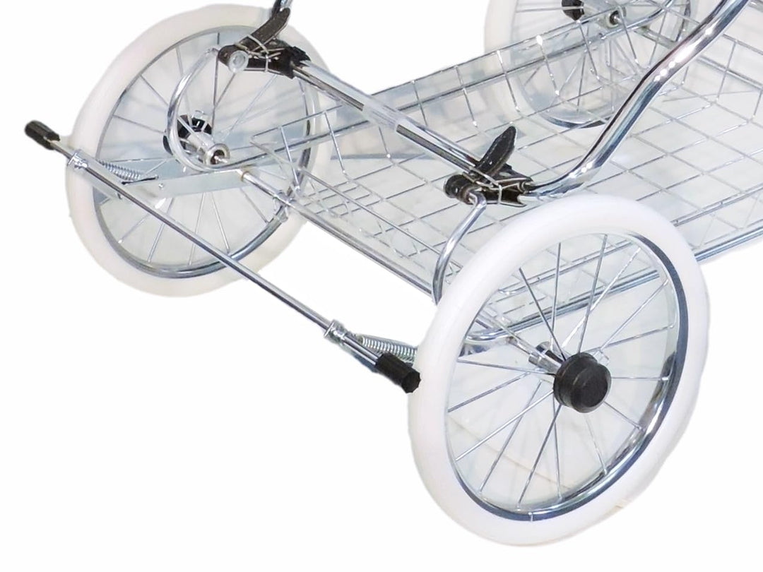 EICHHORN Kinderwagen Weidenkorb - Kinderwagen aus echter Weide, handgeflochten, Korb Weiss, Stoff Gr