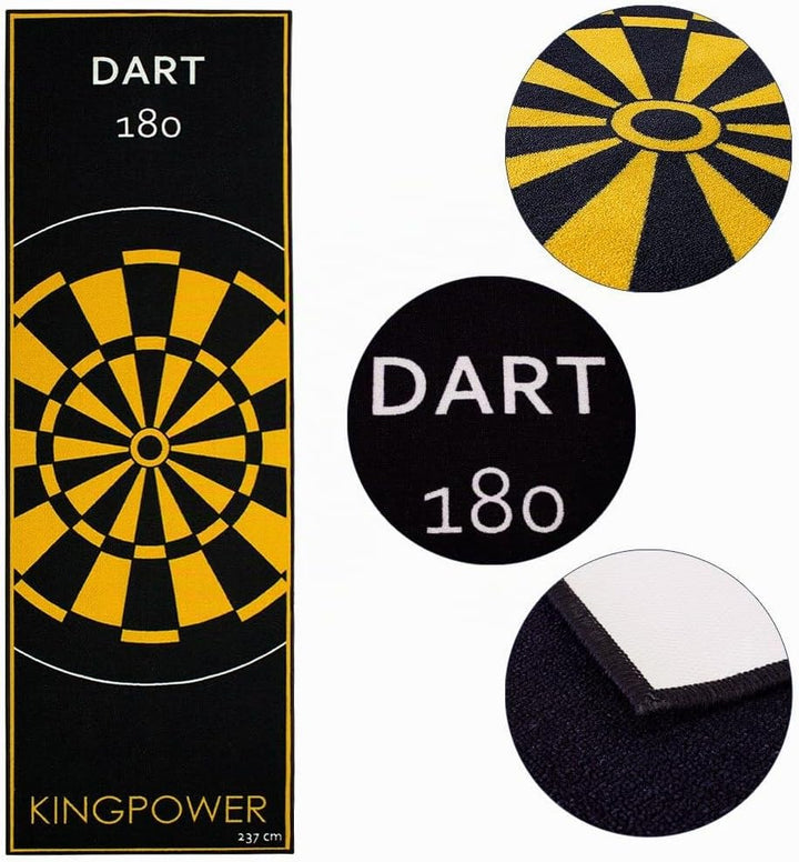 Kingpower Dartteppich mit Abwurflinie, Dart Zubehör mit Motiv, Dartmatte mit Oche, pflegeleichter Te