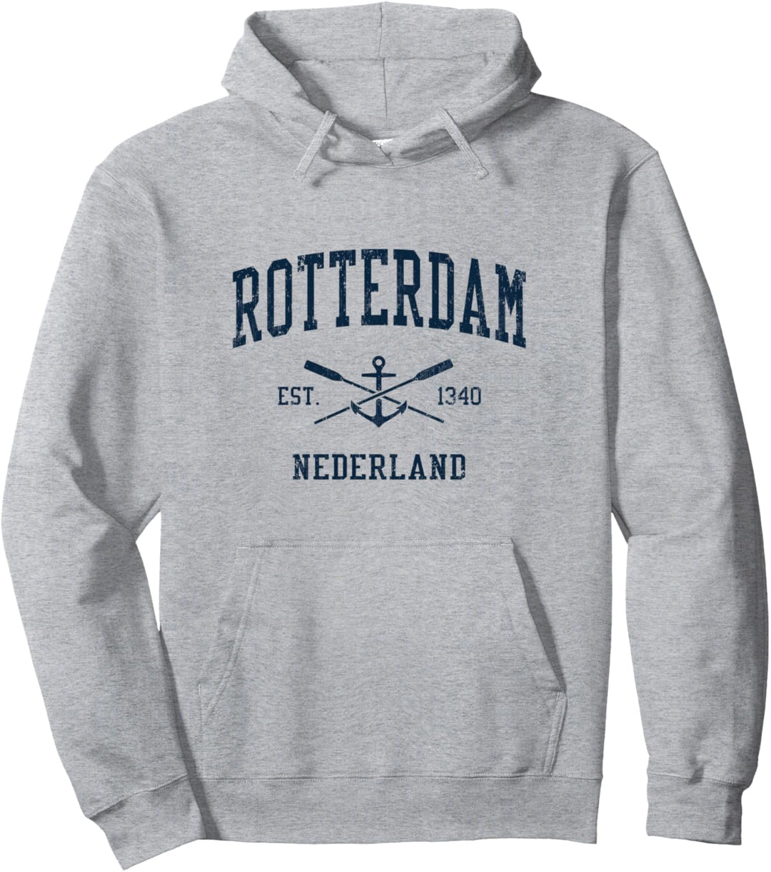 Rotterdam Vintage Navy Kreuzruder und Bootsanker Pullover Hoodie