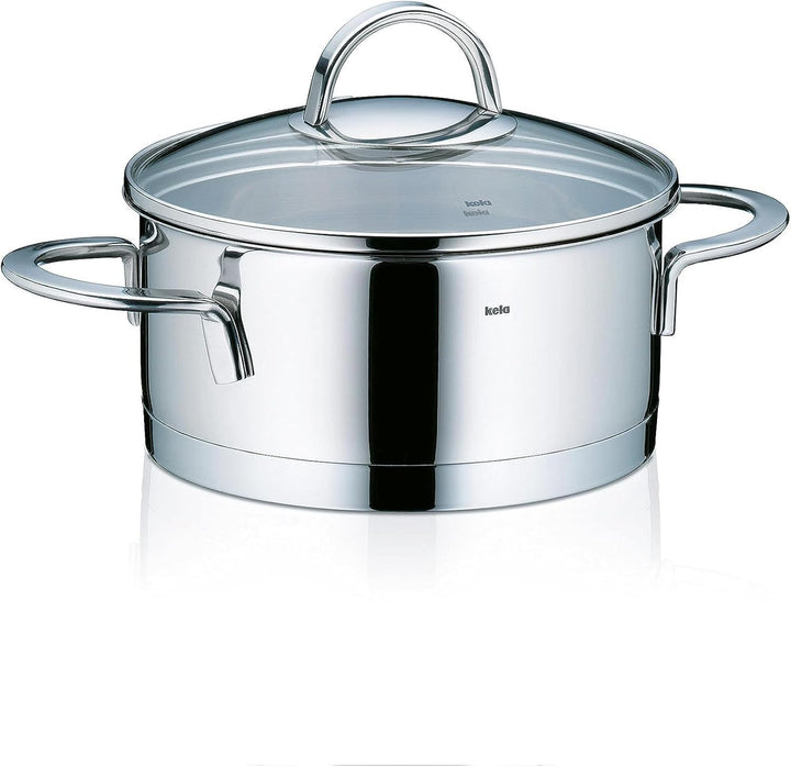 Kela 10955 Bratentopf, 1,5 l Fassungsvermögen, 16 cm Durchmesser, 18/10 Edelstahl mit Glanzoptik, In