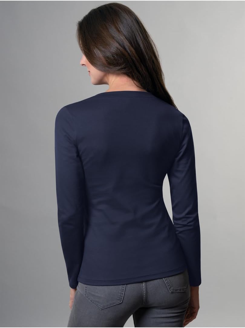 TRIGEMA Damen 5028031 Langarmshirt, Weiss, Schwarz, Navy, Deep-Purple, Large