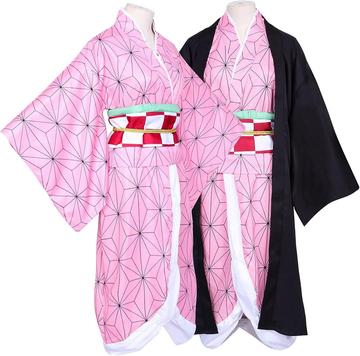 Formemory Nezuko Cosplay Kostüm Anzug Herren 8PCS Nezuko Kimetsu no Yaiba Kimono Halloween Anime kos