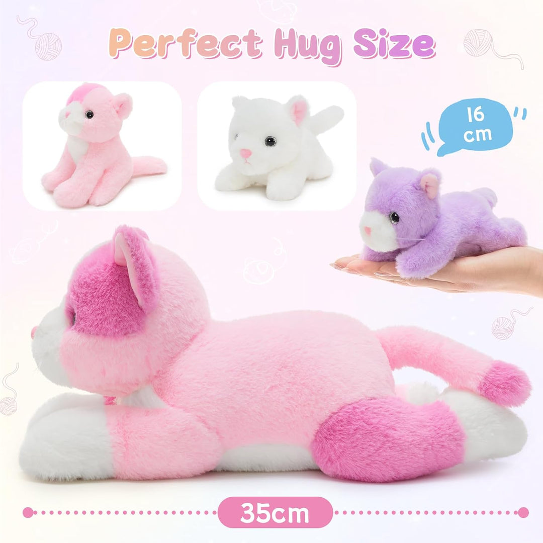 MorisMos gross Katze Kuscheltier mit Baby im Bauch, 35cm Weich Niedliche Katze Stofftier Plüschtier,