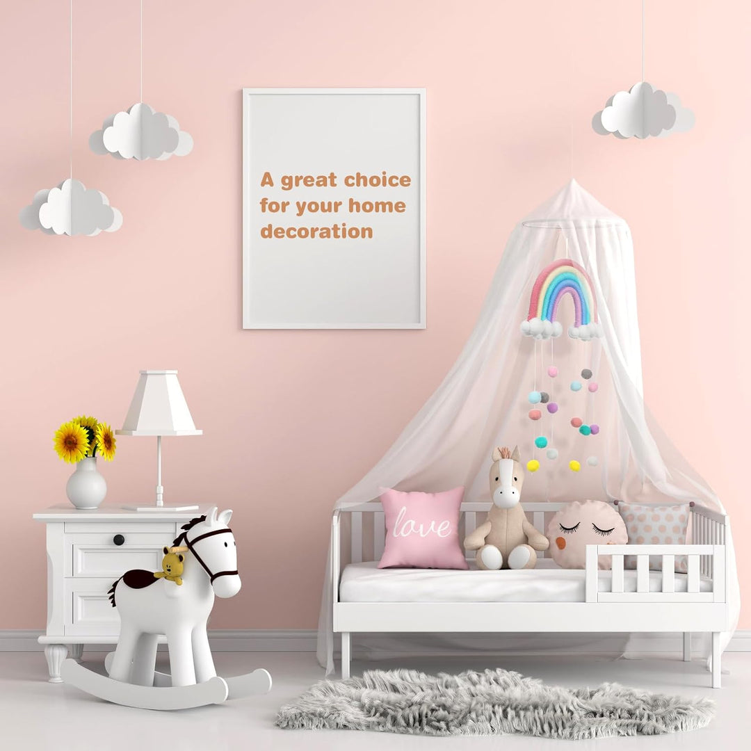 WINOMO Holz Baby Mobile Babybett Windspiele Hängende Wolken Regentropfen Makramee Regenbogen Boho Qu