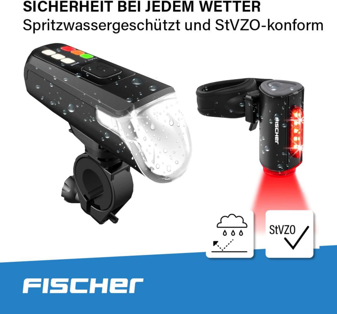FISCHER USB Beleuchtungs-Set | Bodenleuchte für mehr Sichtbarkeit und Schutz | Frontlicht 60 Lux