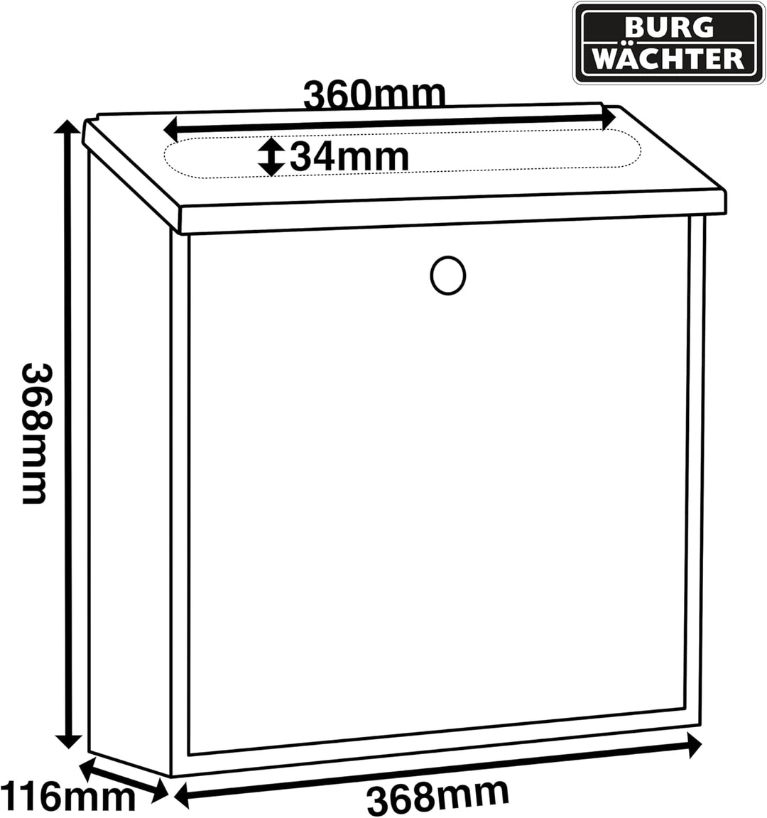 Sterling MB03ST Moderner Briefkasten, Aus Edelstahl 368mm x 368mm x 114mm Edelstahl, 368mm x 368mm x