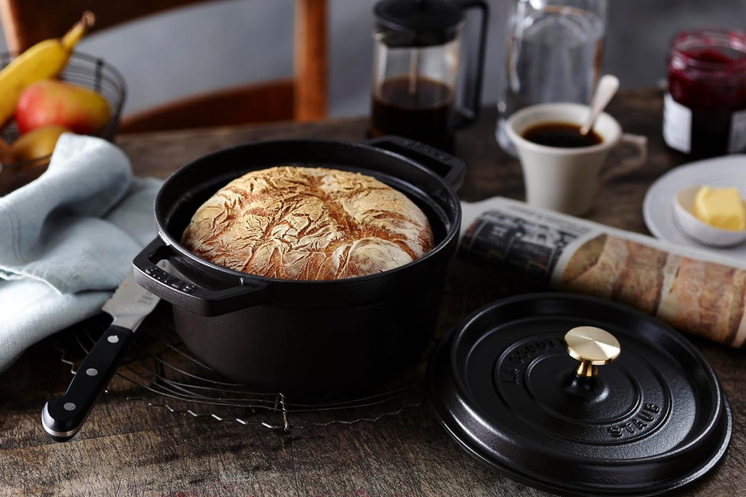 STAUB Gusseisen Bräter/Cocotte, Rund 14 cm, 0,8 L, Aromaregen Funktion, Für alle Herdarten geeignet,