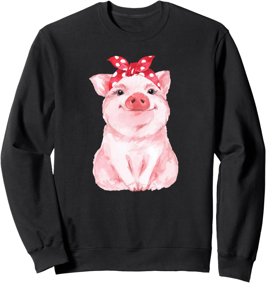 Schwein mit Bandana für Mädchen und Frauen Sweatshirt