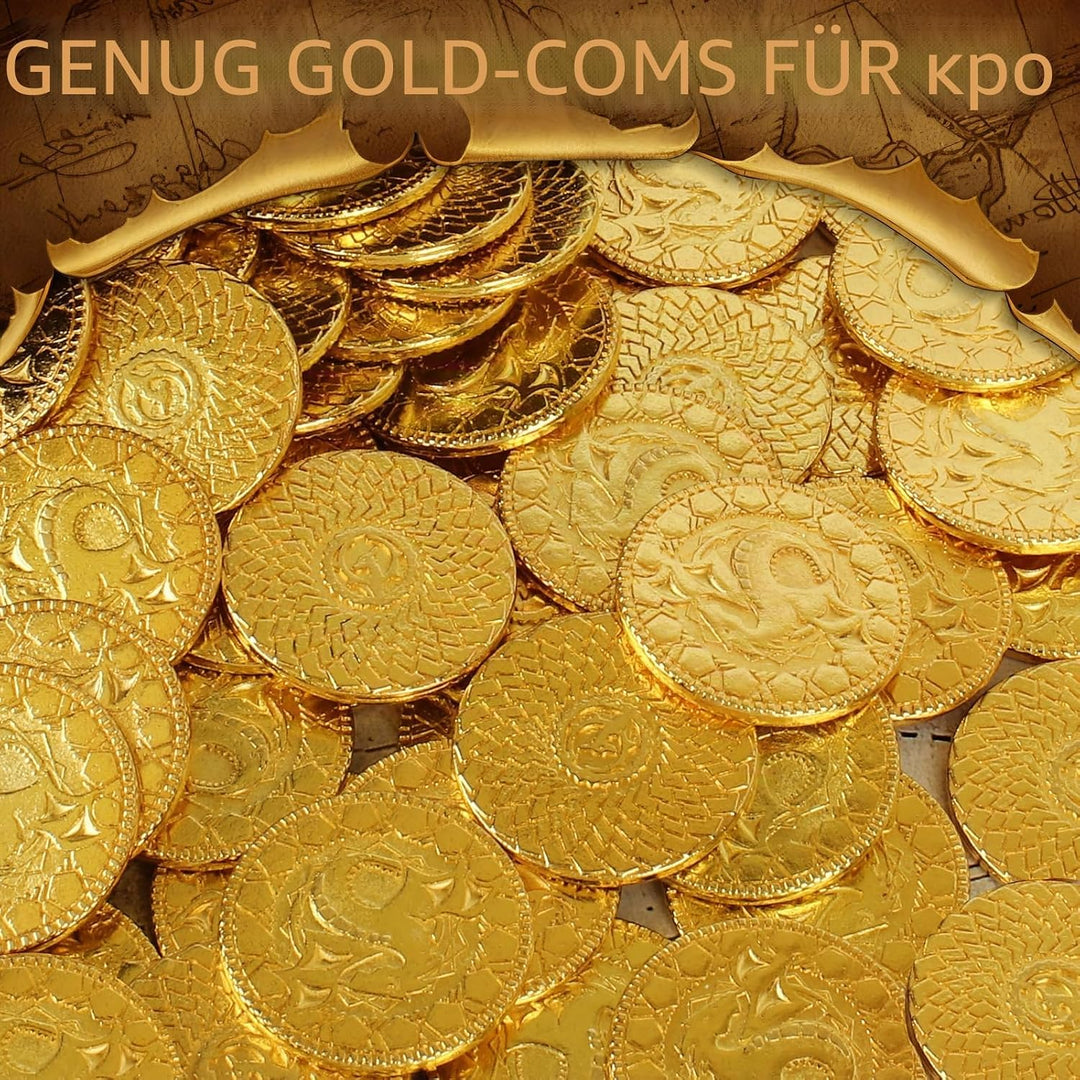 Byhoo DND Fantasy Goldmünzen aus Metall und Ledertasche für Dungeons & Dragons, Tisch-RPG-Brettspiel