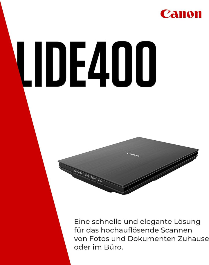 Canon Lide 400 Scanner (A4-Flachbett, CIS Sensor, 4,800 x 4,800 dpi, USB-Stromversorgung, 5 Scan-But