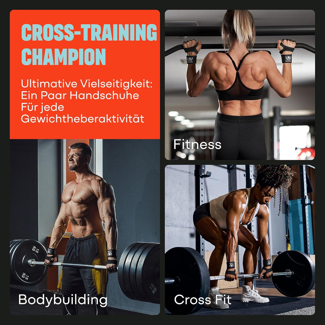 Mava Gewichtheber-Handschuhe mit Handgelenkstütze – Trainingshandschuhe für Training, Klimmzüge, Cal