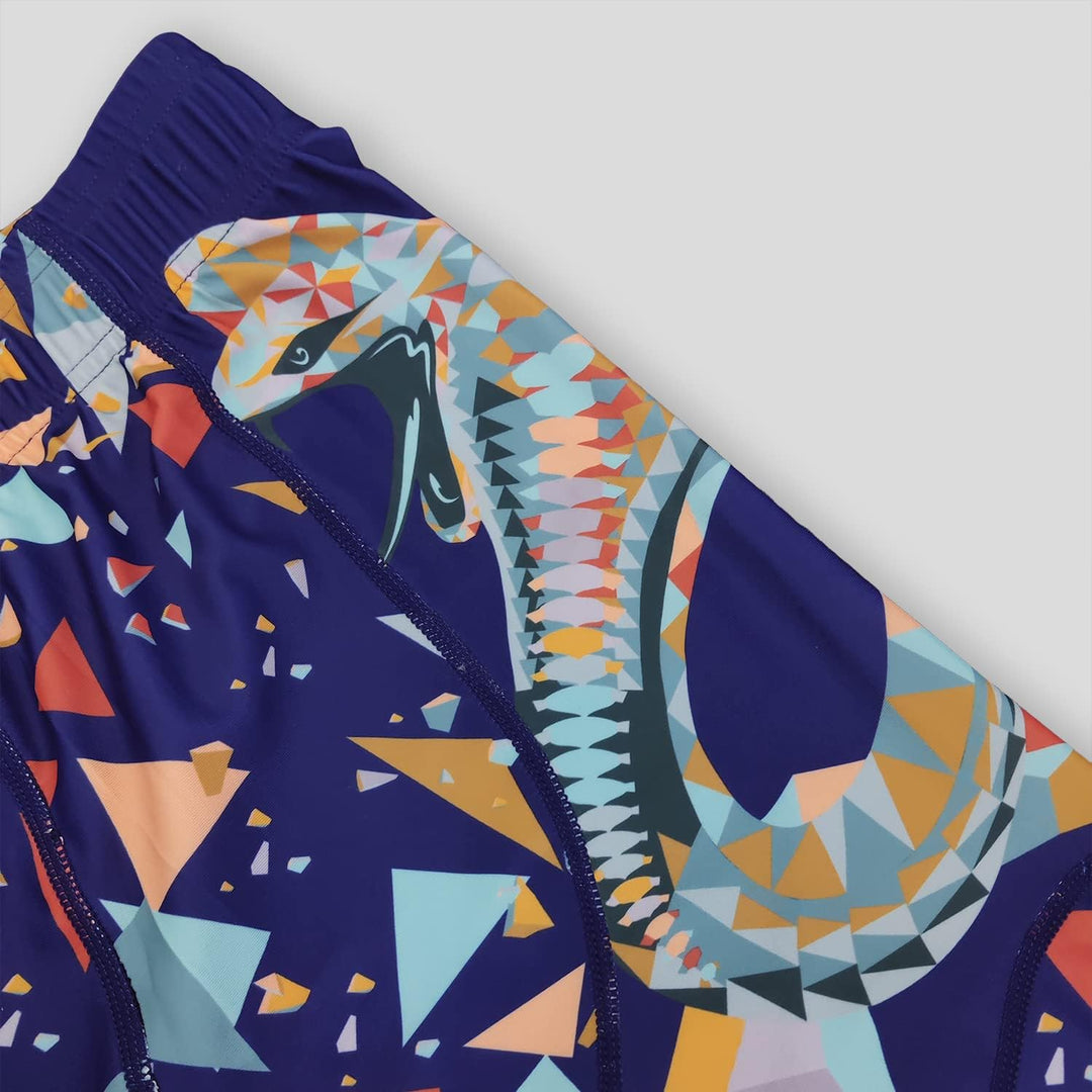 HUGE SPORTS Herren Splice Schwimmhose Kompression Jammer Lang Wilde Serie XL Blau Schlange, XL Blau