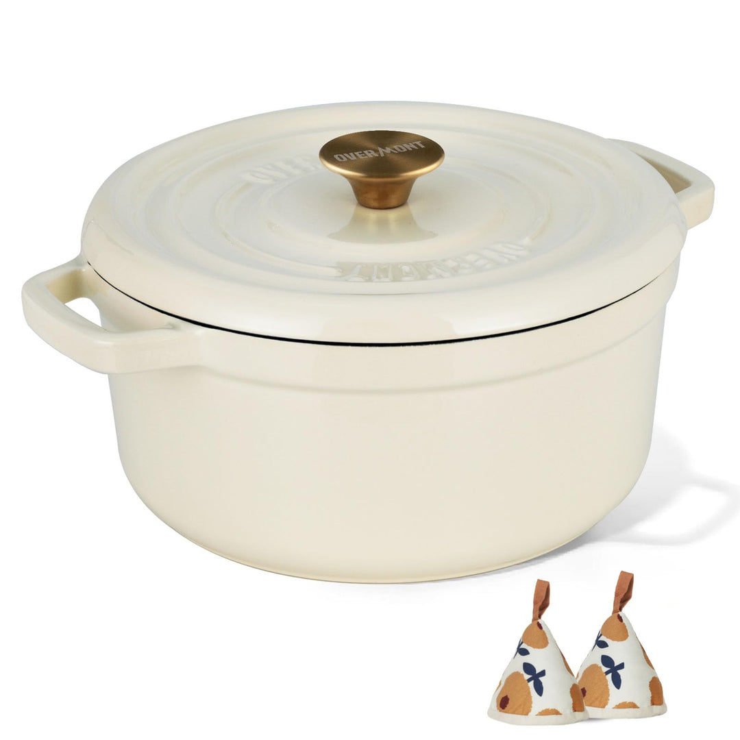 Overmont Bräter Emailliert Gusseisen Topf - Dutch Oven 26cm backofengeeignet mit Deckel und Kochbuch